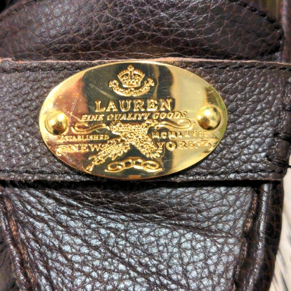 Ralph Lauren brown leather loafers with gold medallion, size 8 - Picture 2 of 6